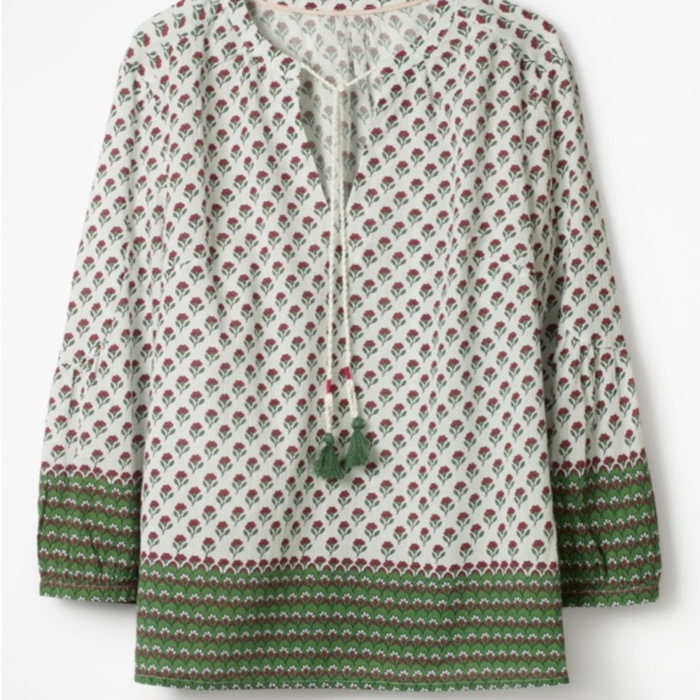 Boden • gauzy tie neck flowy floral top